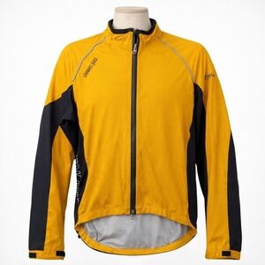 Showers Pass Mens Elite Waterproof Cycling Jacket Size M Yellow Black Breathable